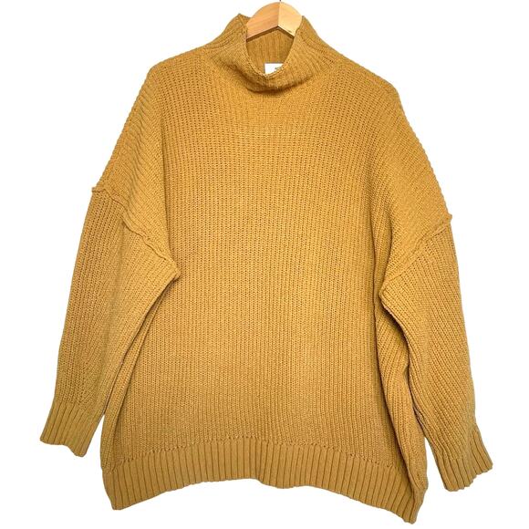aerie Sweaters - AERIE Women’s Oversized Chunky Chenille Knit Mock Neck Mustard Sweater